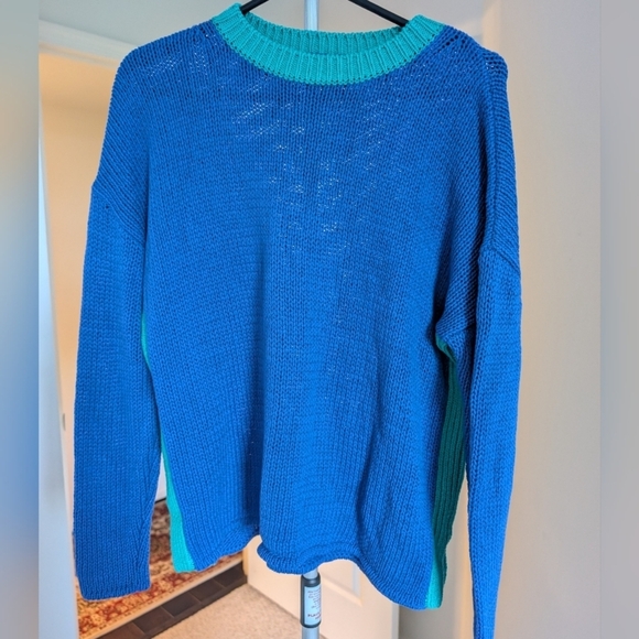 Hiho Sweaters - HIHO Blue and Green RELAXED Sweater